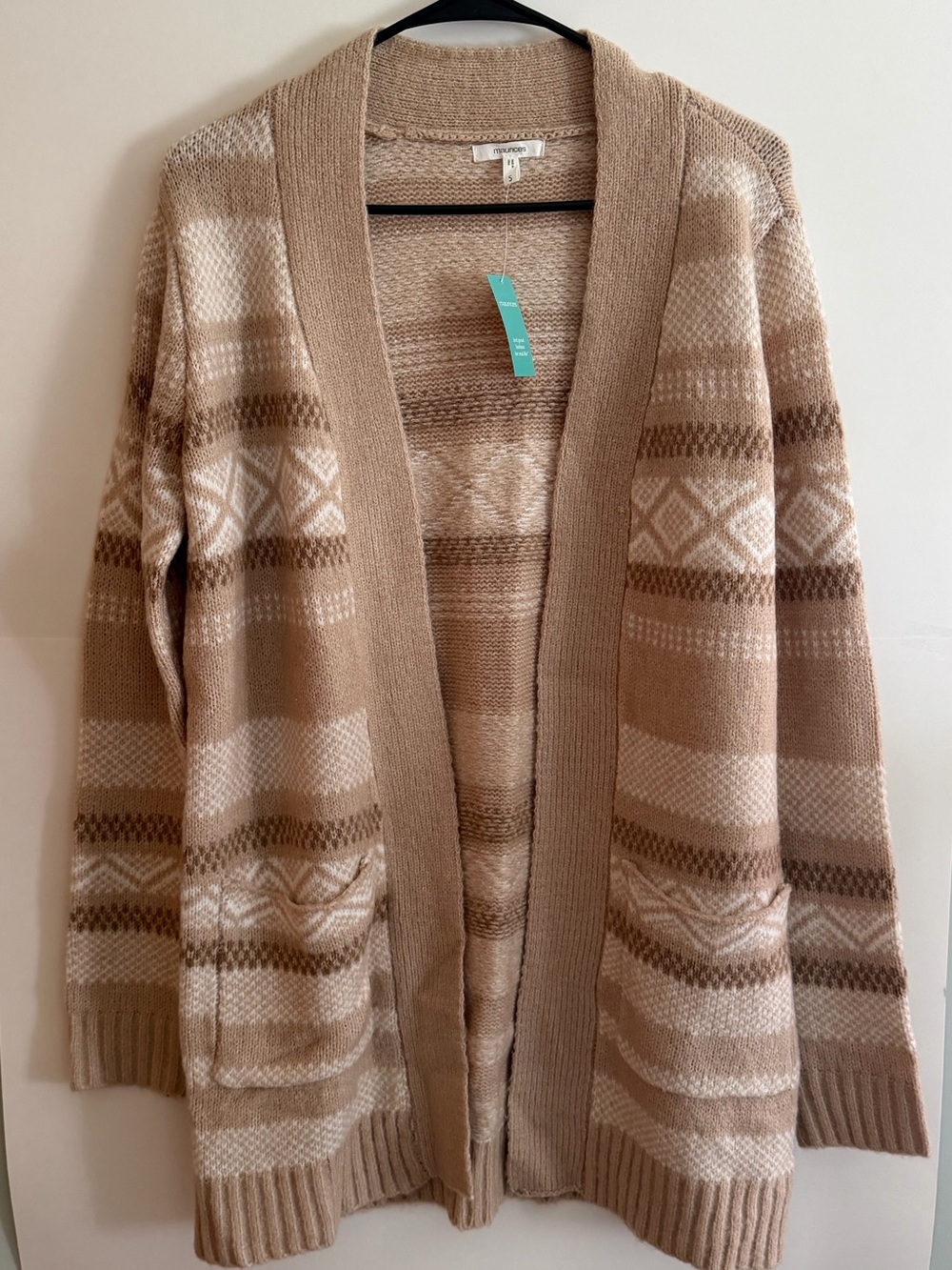 Maurices Women’s Neutral Tonal Pattern Open-Front Cardigan